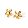 1 Pair IG Style Simple Style Flower Inlay 304 Stainless Steel Pearl 18K Gold Plated Ear Studs