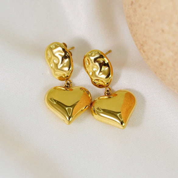 1 Pair IG Style Simple Style Heart Shape 304 Stainless Steel 14K Gold Plated Drop Earrings