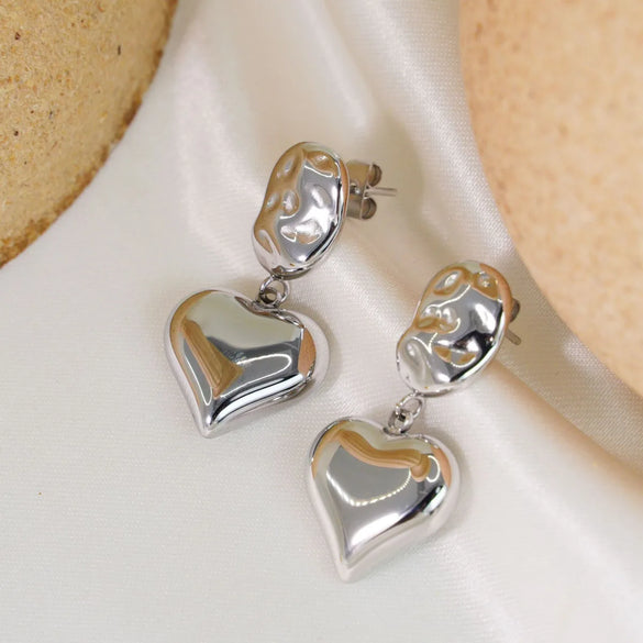 1 Pair IG Style Simple Style Heart Shape 304 Stainless Steel 14K Gold Plated Drop Earrings