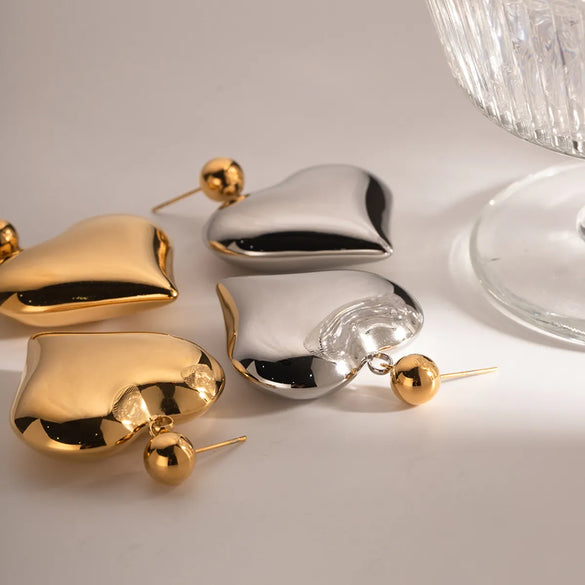 1 Pair Ig Style Simple Style Heart Shape Plating Stainless Steel 18k Gold Plated Drop Earrings