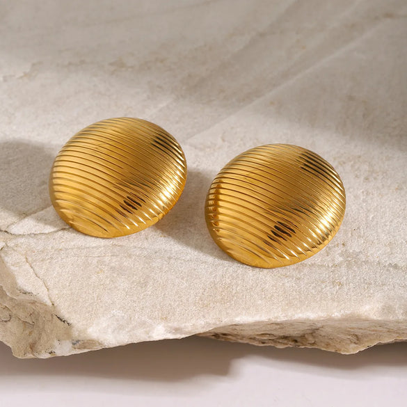 1 Pair IG Style Simple Style Round 304 Stainless Steel 18K Gold Plated Ear Studs