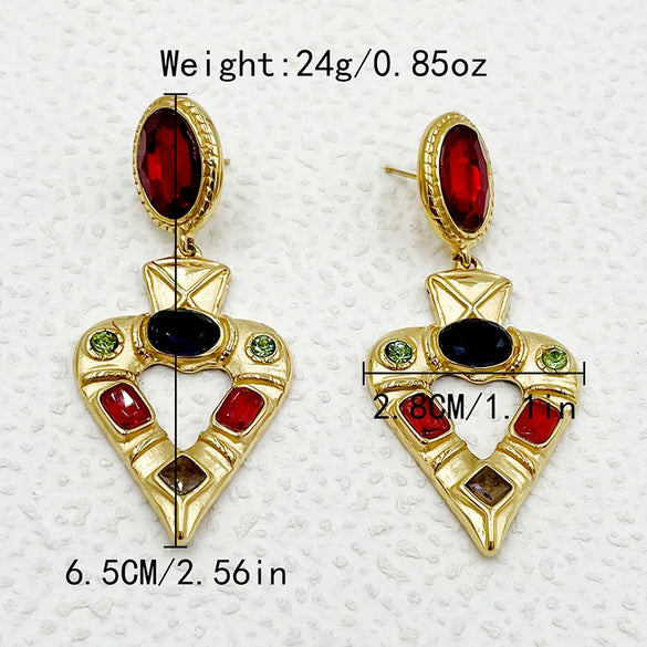 1 Pair IG Style Simple Style Shiny Cross Heart Shape Rhombus Inlay 304 Stainless Steel Pearl Zircon 14K Gold Plated Drop Earrings