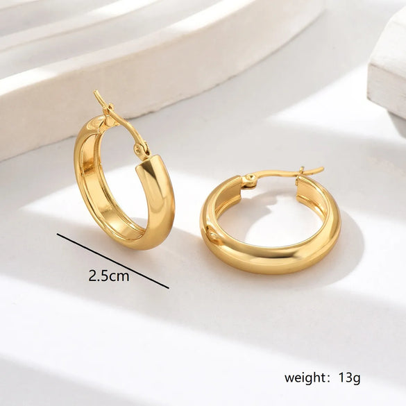 1 Pair IG Style Simple Style Solid Color 201 Stainless Steel 18K Gold Plated Earrings
