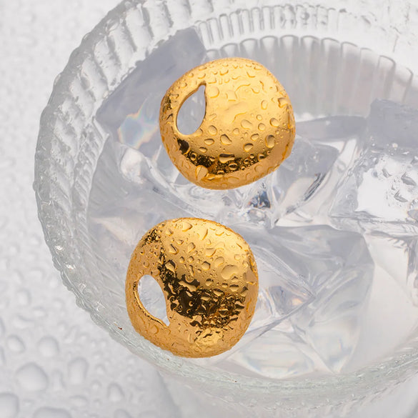 1 Pair Ig Style Solid Color Plating Hollow Out Stainless Steel 18k Gold Plated Ear Studs