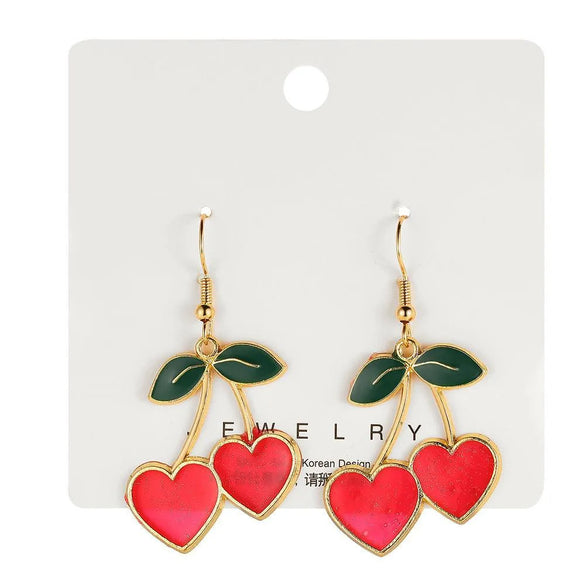 1 Pair Ig Style Sweet Cherry Heart Shape Plating Alloy Drop Earrings
