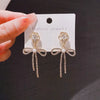 1 Pair IG Style Sweet Flower Bow Knot Plating Chain Inlay Alloy Rhinestones Pearl Drop Earrings