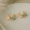 1 Pair IG Style Sweet Flower Enamel Copper 18K Gold Plated Ear Studs