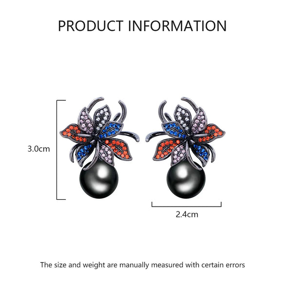 1 Pair IG Style Sweet Flower Inlay Copper Artificial Pearls Zircon White Gold Plated Drop Earrings