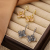 1 Pair IG Style Sweet Flower Inlay Copper Crystal Zircon 14K Gold Plated Drop Earrings