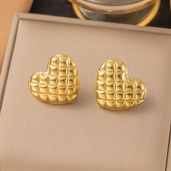 1 Pair IG Style Sweet Simple Style Heart Shape Hollow Out Inlay Titanium Steel Zircon Ear Studs