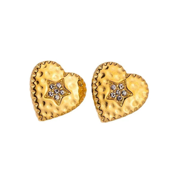 1 Pair IG Style Sweet Simple Style Heart Shape Hollow Out Inlay Titanium Steel Zircon Ear Studs
