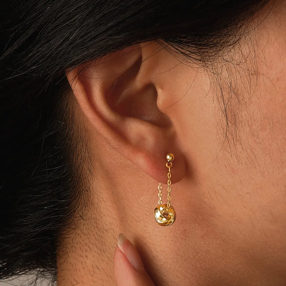 1 Pair IG Style Tassel Knot Copper 18K Gold Plated Drop Earrings