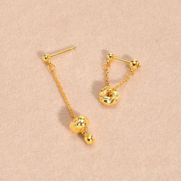 1 Pair IG Style Tassel Knot Copper 18K Gold Plated Drop Earrings