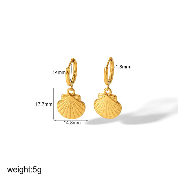 1 Pair IG Style Vacation Tropical Starfish Shell Polishing 304 Stainless Steel 18K Gold Plated Drop Earrings