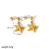 1 Pair IG Style Vacation Tropical Starfish Shell Polishing 304 Stainless Steel 18K Gold Plated Drop Earrings
