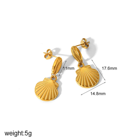 1 Pair IG Style Vacation Tropical Starfish Shell Polishing 304 Stainless Steel 18K Gold Plated Drop Earrings