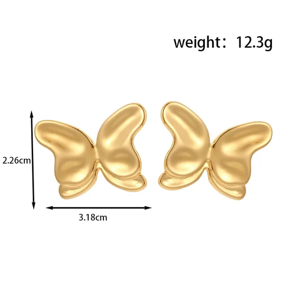 1 Pair IG Style Vintage Style French Style Geometric Butterfly Pleated Inlay 304 Stainless Steel Pearl Ear Studs