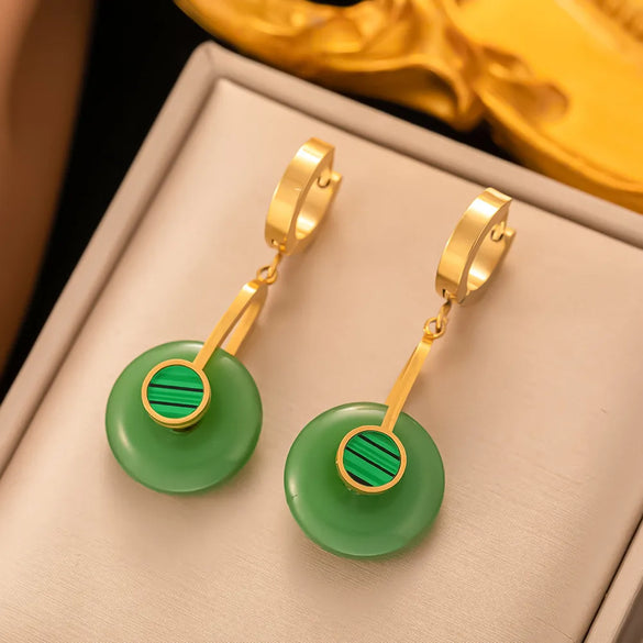 1 Pair IG Style Vintage Style Heart Shape Butterfly Plating Inlay 304 Stainless Steel Stone 18K Gold Plated Drop Earrings