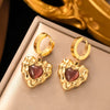1 Pair IG Style Vintage Style Heart Shape Butterfly Plating Inlay 304 Stainless Steel Stone 18K Gold Plated Drop Earrings