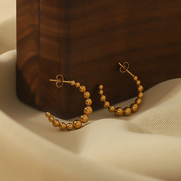 1 Pair Ig Style Vintage Style Simple Style Ball Plating Stainless Steel 18k Gold Plated Earrings