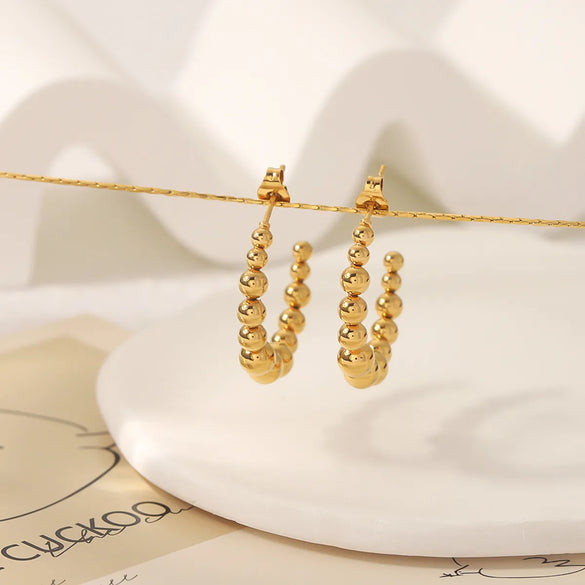 1 Pair Ig Style Vintage Style Simple Style Ball Plating Stainless Steel 18k Gold Plated Earrings