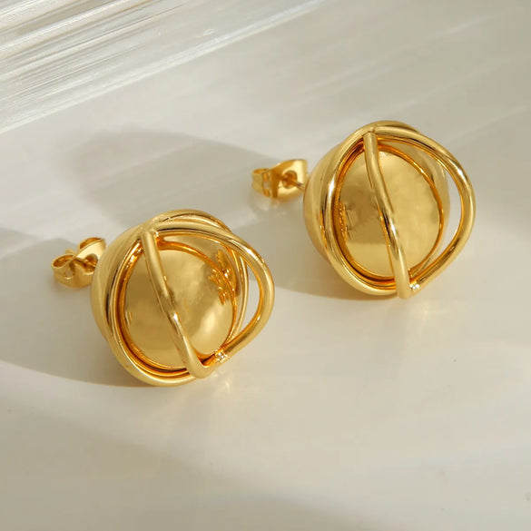 1 Pair IG Style Vintage Style Simple Style Round Plated Copper 18K Gold Plated Ear Studs