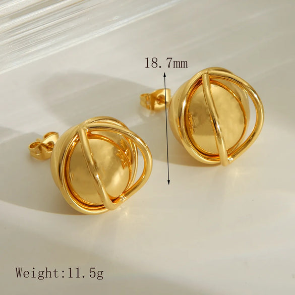 1 Pair IG Style Vintage Style Simple Style Round Plated Copper 18K Gold Plated Ear Studs
