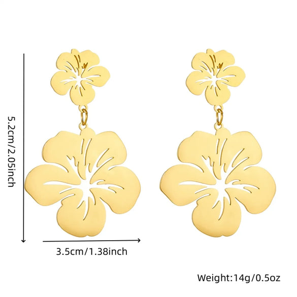 1 Pair IG Style Vintage Style Sweet Flower Hollow Out 304 Stainless Steel 18K Gold Plated Drop Earrings