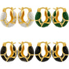 1 Pair IG Style Vintage Style U Shape Enamel Plating Inlay Copper Zircon 18K Gold Plated Earrings