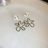 1 Pair Korean Style Flower Alloy Drop Earrings