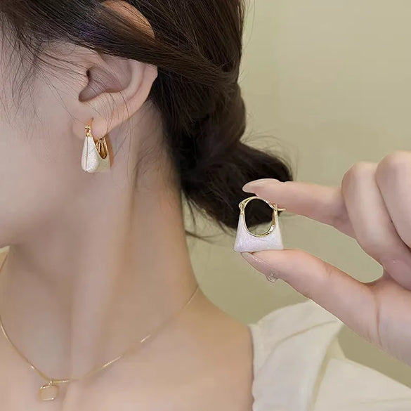 1 Pair Korean Style U Shape Enamel Alloy Hoop Earrings