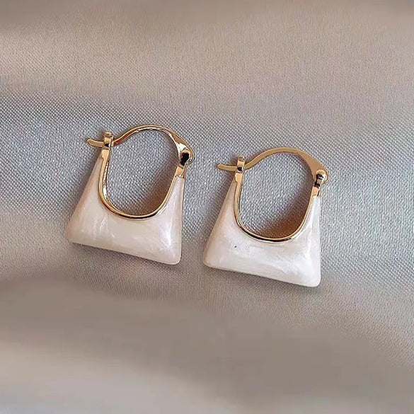 1 Pair Korean Style U Shape Enamel Alloy Hoop Earrings