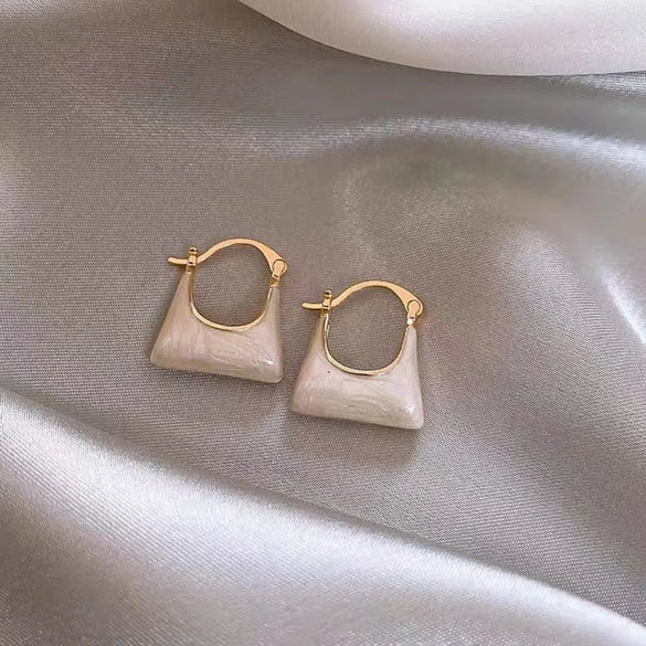 1 Pair Korean Style U Shape Enamel Alloy Hoop Earrings