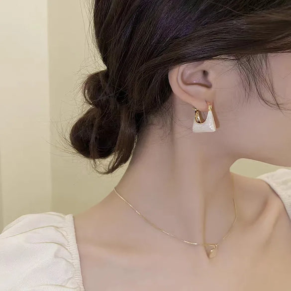 1 Pair Korean Style U Shape Enamel Alloy Hoop Earrings