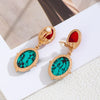 1 Pair Lady Ethnic Style Classic Style Oval Inlay Alloy Artificial Gemstones Turquoise Drop Earrings