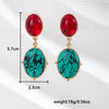 1 Pair Lady Ethnic Style Classic Style Oval Inlay Alloy Artificial Gemstones Turquoise Drop Earrings