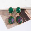 1 Pair Lady Ethnic Style Classic Style Oval Inlay Alloy Artificial Gemstones Turquoise Drop Earrings
