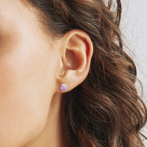 1 Pair Lady Geometric Inlay Sterling Silver High Carbon Diamond Ear Studs