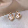 1 Pair Lady Geometric Plating Inlay Alloy Artificial Pearls Ear Studs