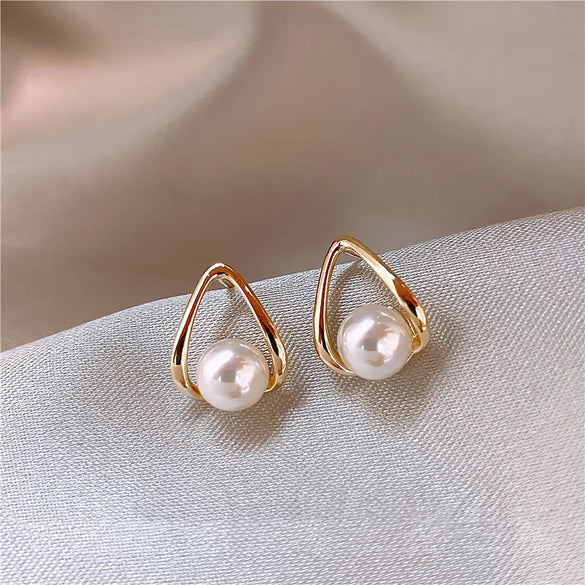 1 Pair Lady Geometric Plating Inlay Alloy Artificial Pearls Ear Studs