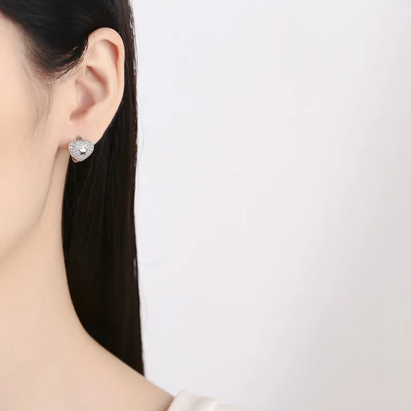 1 Pair Lady Heart Shape Plating Inlay Sterling Silver Artificial Gemstones Earrings