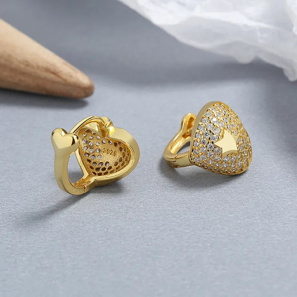 1 Pair Lady Heart Shape Plating Inlay Sterling Silver Artificial Gemstones Earrings