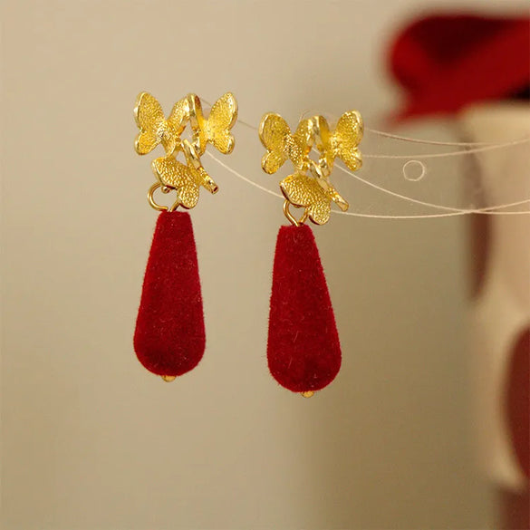 1 Pair Lady Rose Flower Alloy Drop Earrings