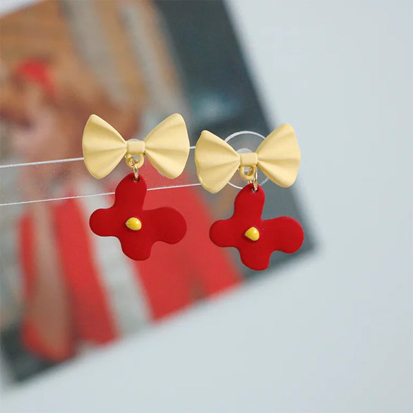 1 Pair Lady Rose Flower Alloy Drop Earrings