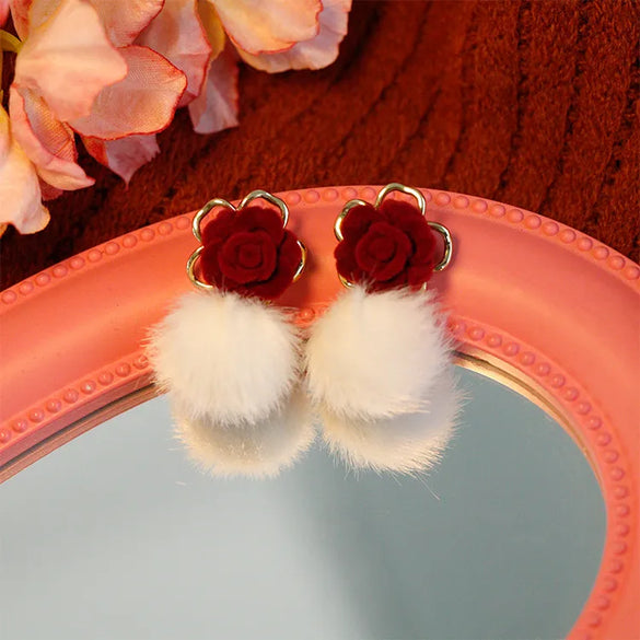 1 Pair Lady Rose Flower Alloy Drop Earrings