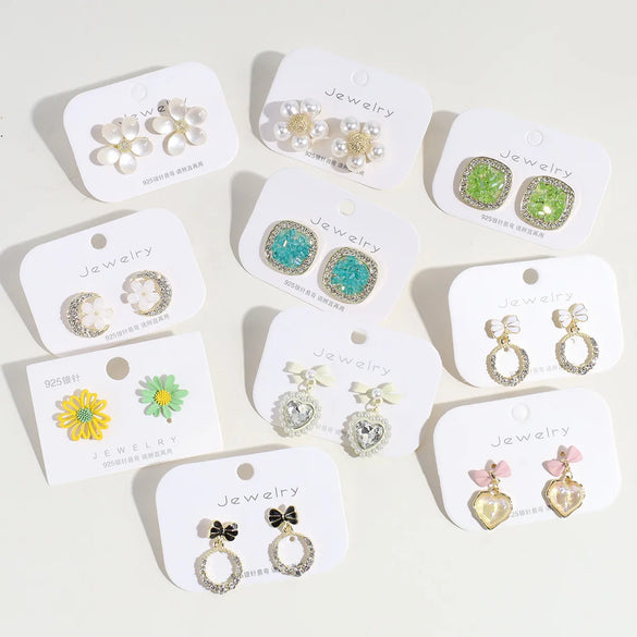 1 Pair Lady Round Square Butterfly Plating Inlay Alloy Artificial Gemstones Ear Studs