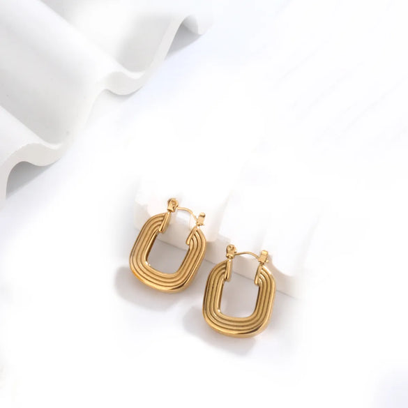 1 Pair Lady Simple Style Classic Style C Shape U Shape Geometric Plating 304 Stainless Steel 18K Gold Plated Hoop Earrings