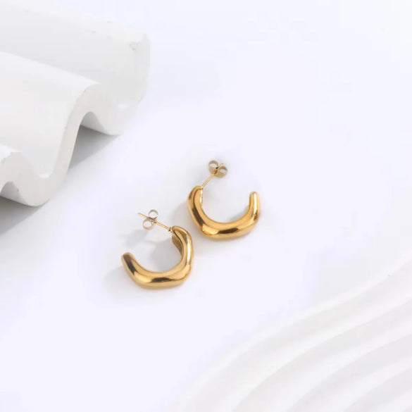 1 Pair Lady Simple Style Classic Style C Shape U Shape Geometric Plating 304 Stainless Steel 18K Gold Plated Hoop Earrings