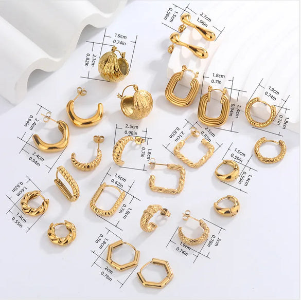 1 Pair Lady Simple Style Classic Style C Shape U Shape Geometric Plating 304 Stainless Steel 18K Gold Plated Hoop Earrings