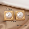 1 Pair Lady Simple Style Classic Style Square Plating Inlay Alloy Artificial Pearls 14k Gold Plated Ear Studs